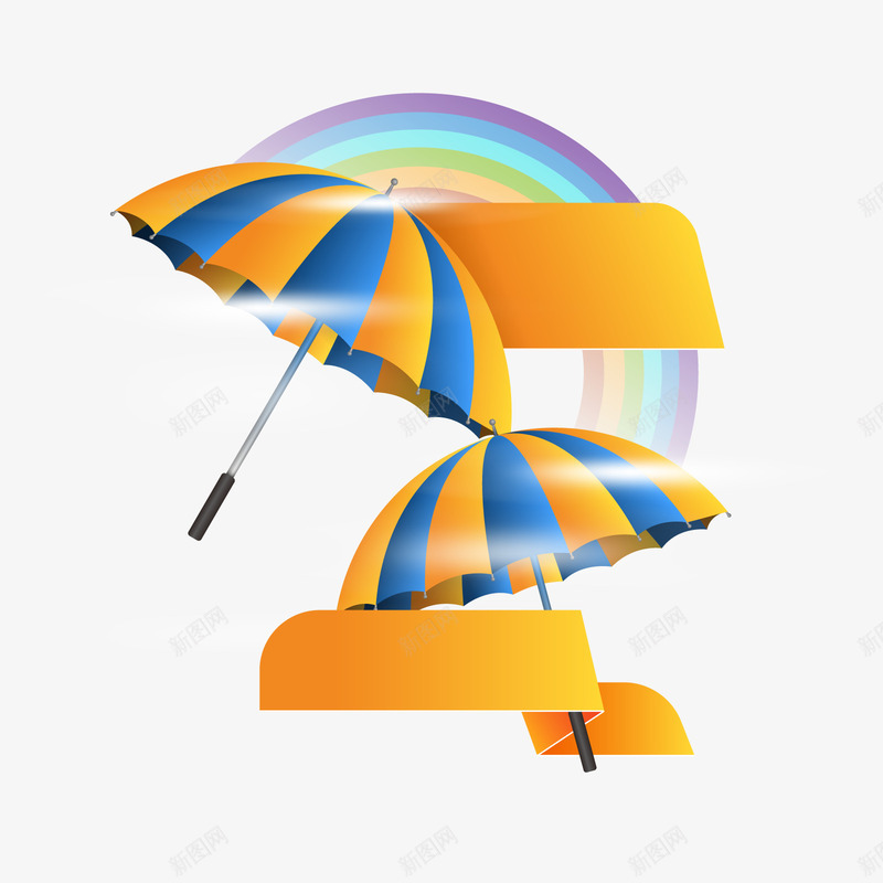 雨伞横幅矢量图ai免抠素材_88icon https://88icon.com PNG免抠图下载 商业 商标 彩虹 装饰 贴签 矢量图