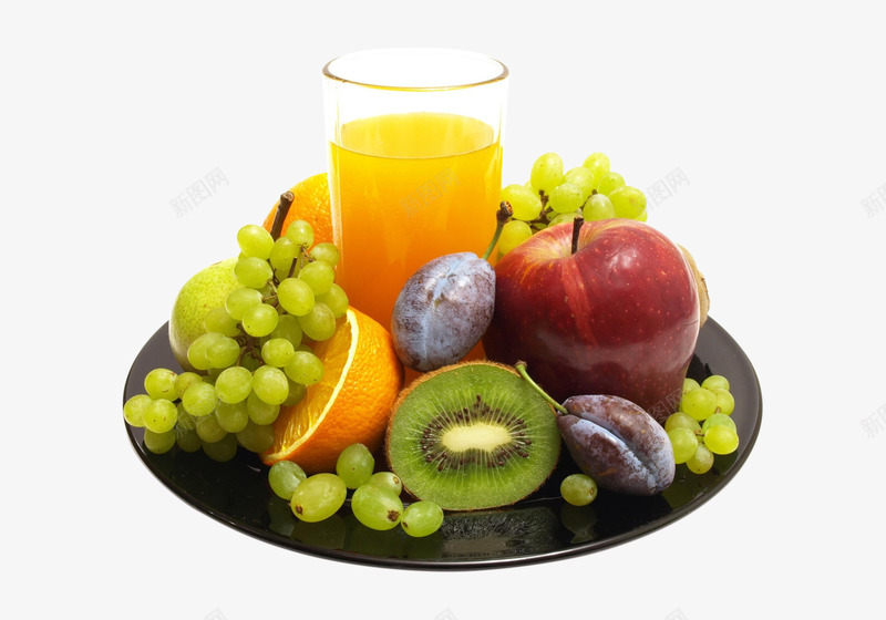 一大盘水果果汁png免抠素材_88icon https://88icon.com 一大盘水果果汁 一盘水果 各种水果 果汁 水果