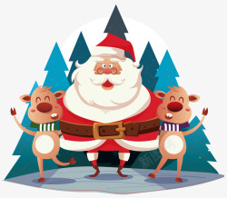 圣诞老人与麋鹿装饰矢量图素材