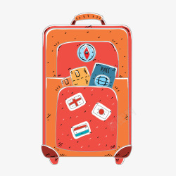 彩绘旅行行李箱矢量图素材