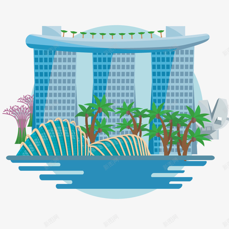 房子建筑矢量图eps免抠素材_88icon https://88icon.com 办公楼 树木 海边建筑 风景房 高楼 矢量图