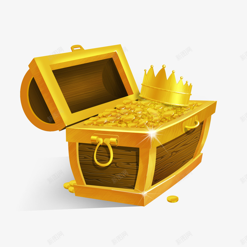 金色宝箱psd免抠素材_88icon https://88icon.com 宝箱 皇冠 金子