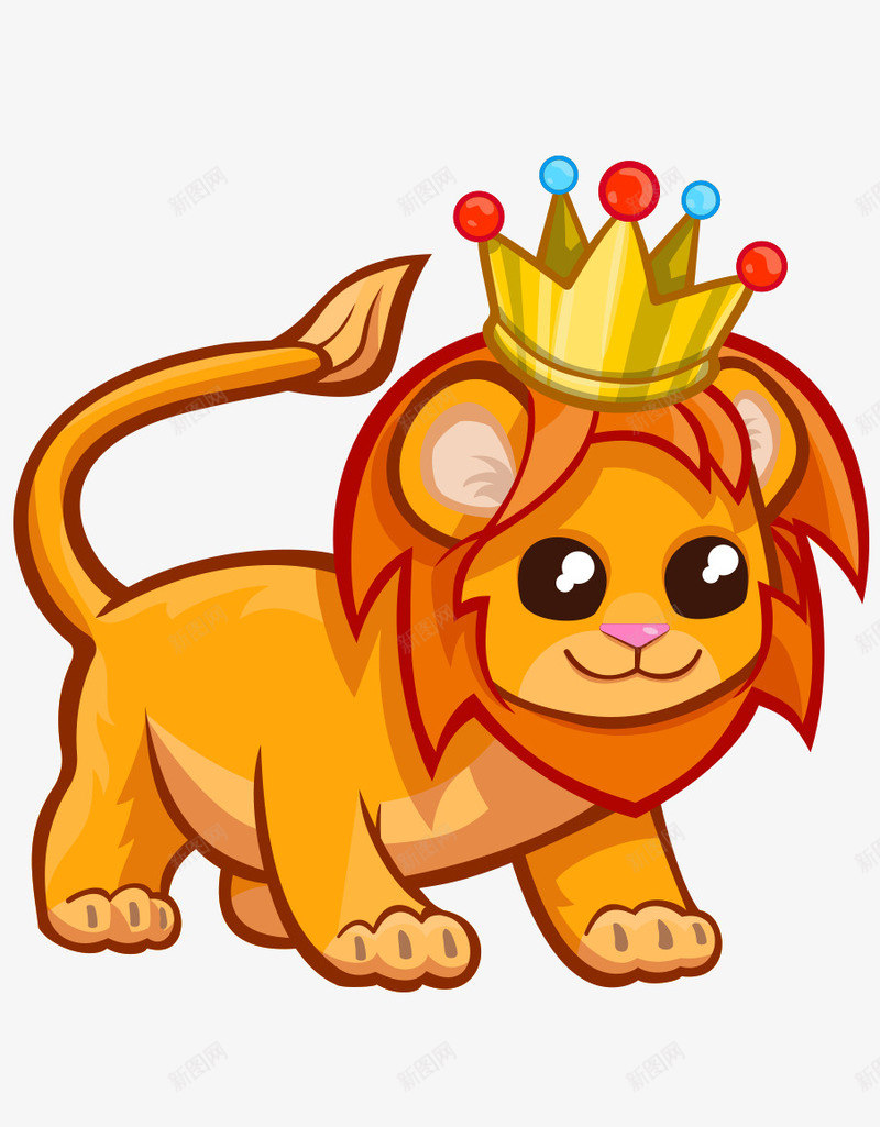 卡通手绘戴皇冠可爱狮子png免抠素材_88icon https://88icon.com 卡通的动物 可爱的狮子 戴皇冠的狮子 手绘的狮子