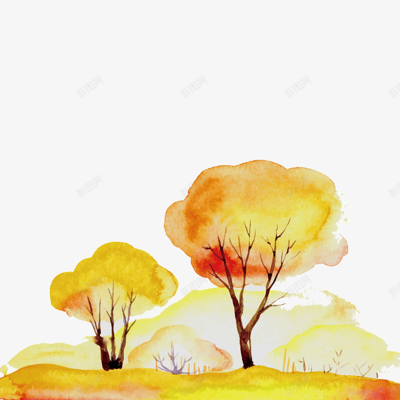 水彩手绘树木风景png免抠素材_88icon https://88icon.com 卡通 手绘 树木 水彩 秋季 装饰图案 风景设计