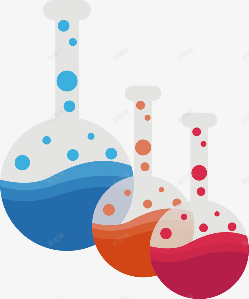 神奇的蒸馏瓶矢量图ai免抠素材_88icon https://88icon.com 化学试剂 橙色 气泡 液体 紫色 蓝色 矢量图