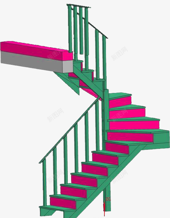 欧式唯美木质旋转楼梯png免抠素材_88icon https://88icon.com 旋转楼梯 木楼梯 欧式 盘旋楼梯 红色 绿色
