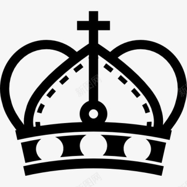 横皇冠圆边和十字标志变异图标图标