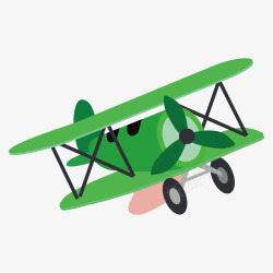绿色卡通飞机飞行器飞翔机素材