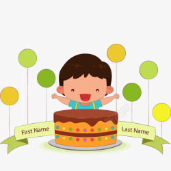 蛋糕节可爱过生日的男孩矢量图高清图片