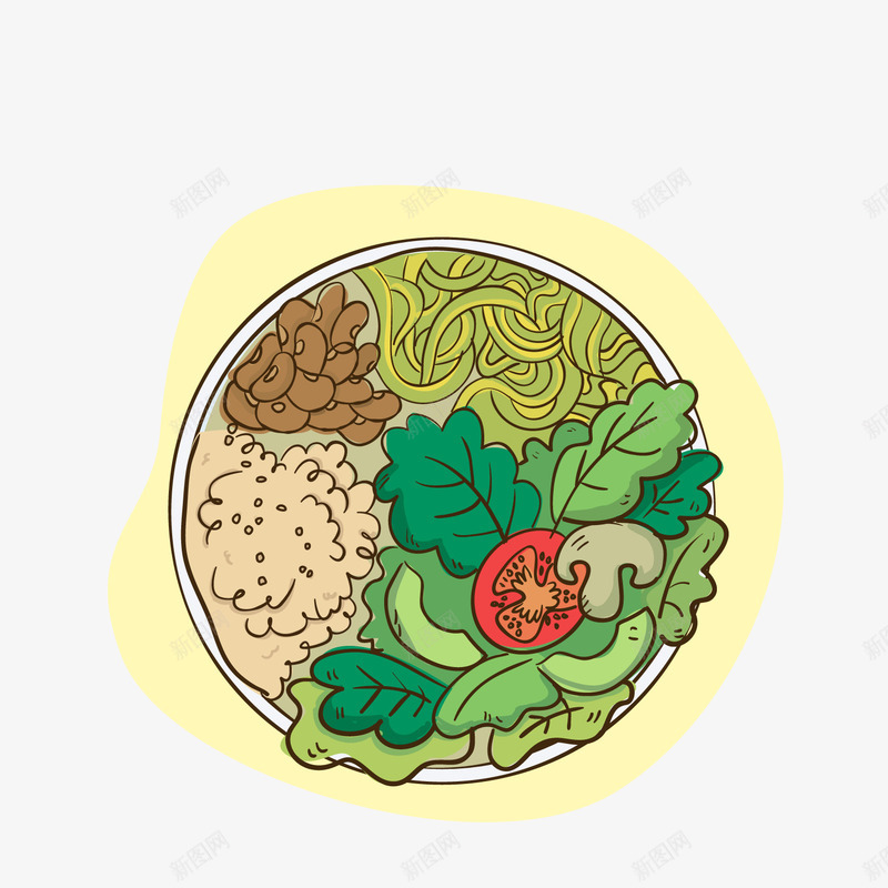 彩绘素食拼盘俯视png免抠素材_88icon https://88icon.com 俯视图 手绘美食 背景装饰 食物拼盘