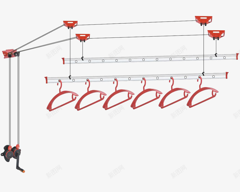 升降晾衣架png免抠素材_88icon https://88icon.com 旋转 衣撑 钢丝绳