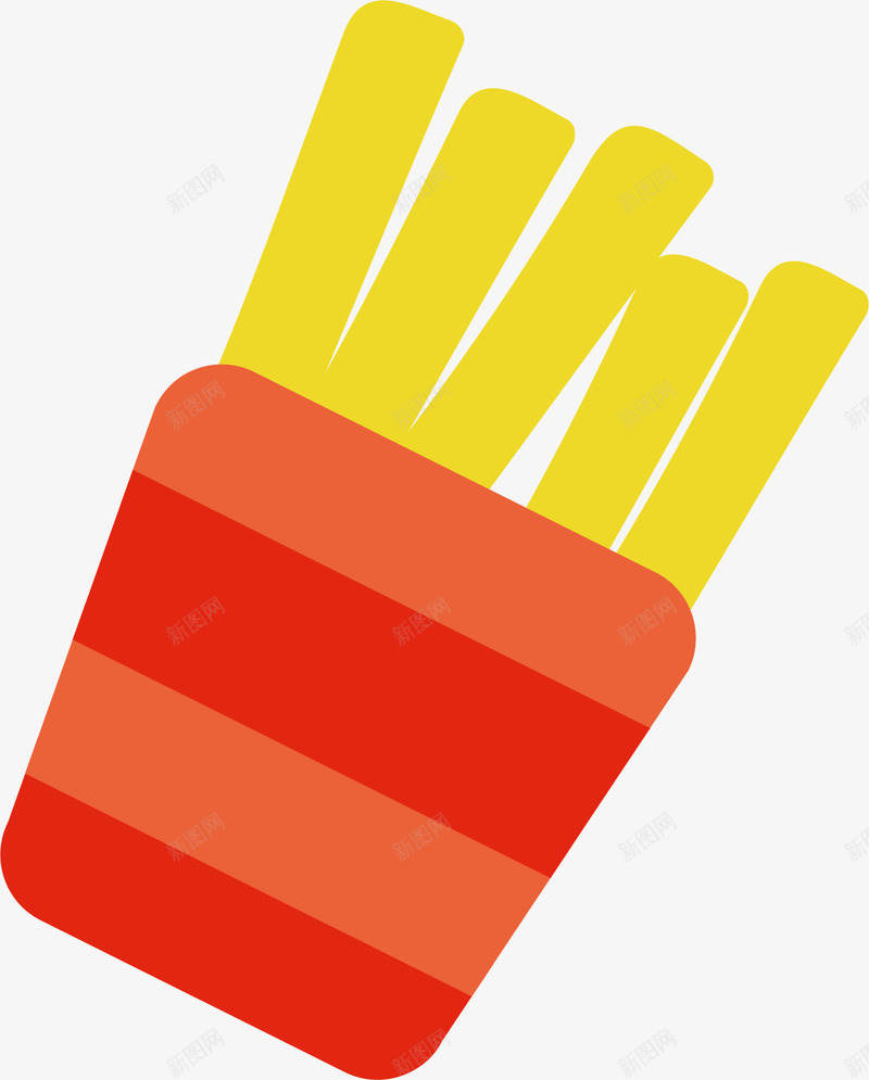 黄色油炸薯条矢量图ai免抠素材_88icon https://88icon.com 快餐 油炸食品 红色条纹包装 薯条 食物 矢量图