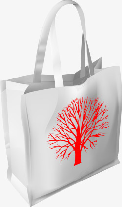 白色红花环保购物袋素材