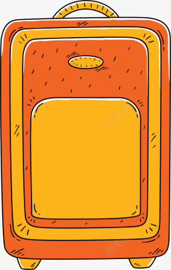 卡通手绘橙色旅行拉杆箱素材