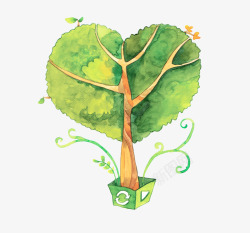 绿色的爱心树素材