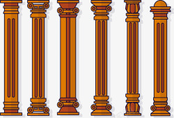 橙色墙柱矢量图素材