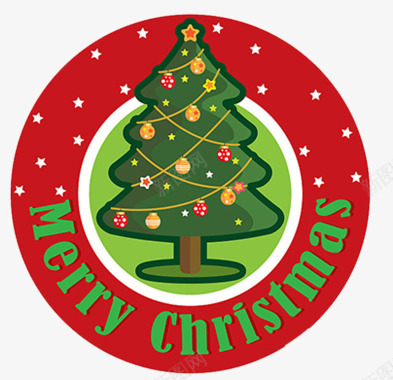 白色雪花2018圣诞节圣诞树圆形图标图标