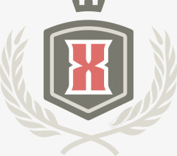 X英伦皇冠麦穗盾牌徽章素材