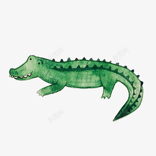 小鳄鱼手绘画片png免抠素材_88icon https://88icon.com 动物 橄榄绿 水彩画 鳄鱼