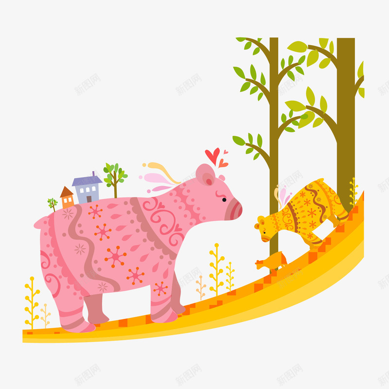 卡通动物图案服装矢量图ai免抠素材_88icon https://88icon.com T恤上图案 T恤印花图 卡通图案 可爱元素 服装设计素材 矢量图