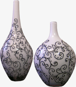 白釉黑花瓷瓶素材
