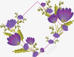 菱形花藤紫色卡通花朵花藤矢量图高清图片