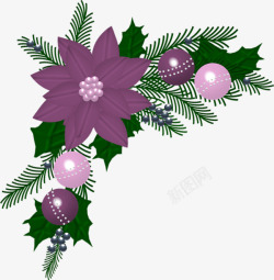 卡通紫色花朵边框装饰素材