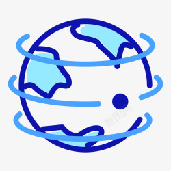 蓝色手绘世界旋转元素矢量图素材