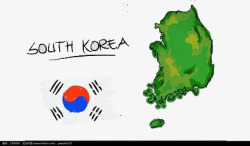 手绘韩国地图素材