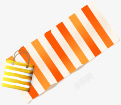 橙色条纹沙滩毛巾素材