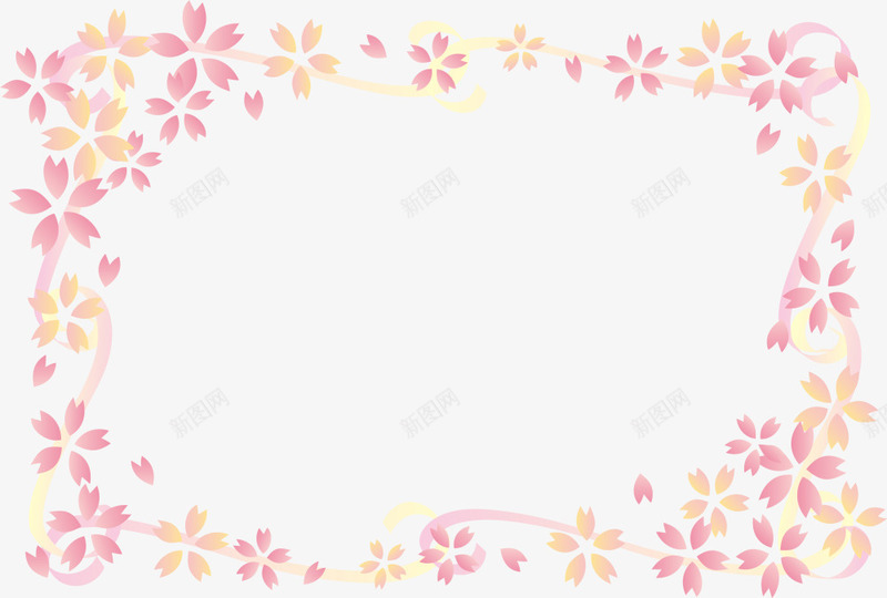 粉色清新花藤框架png免抠素材_88icon https://88icon.com 春天 春季 春日 自然 花藤 藤蔓 边框纹理
