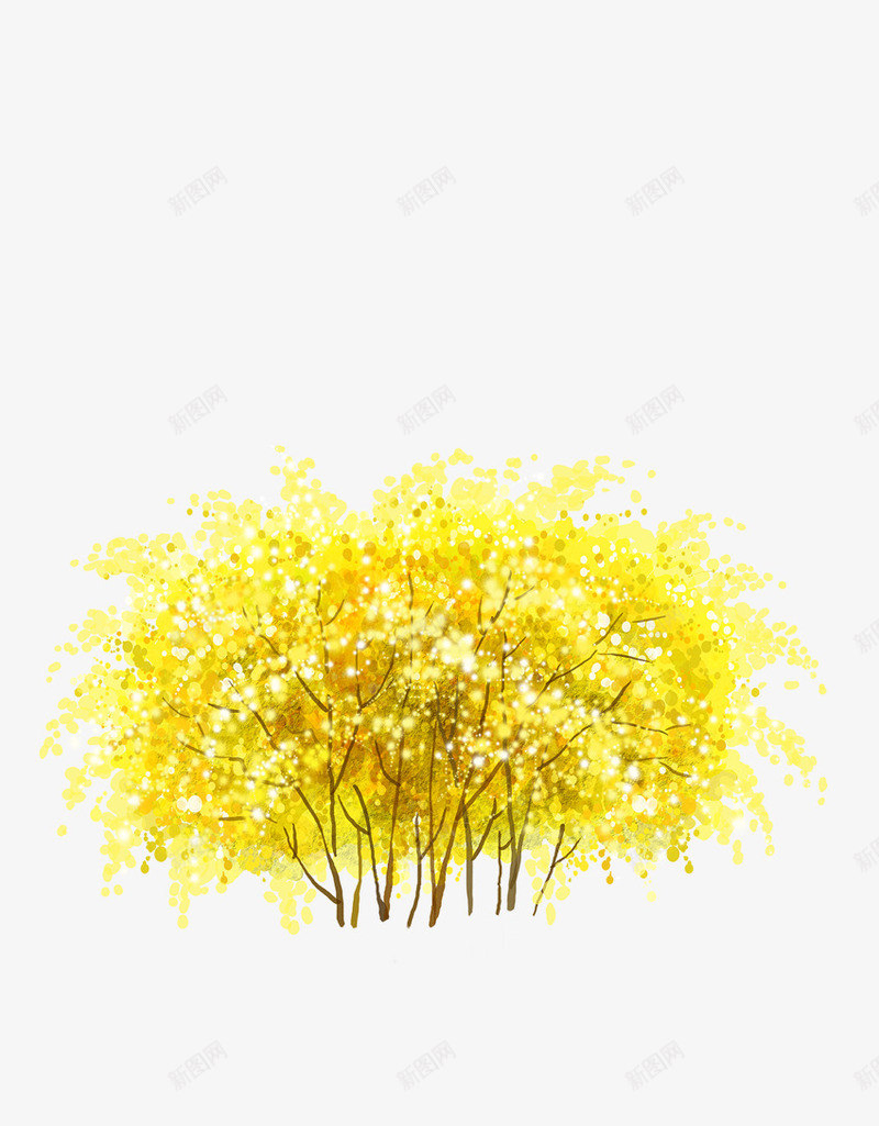 卡通手绘黄色的树木png免抠素材_88icon https://88icon.com 创意 动漫动画 卡通手绘 树叶 简约 黄色的树木