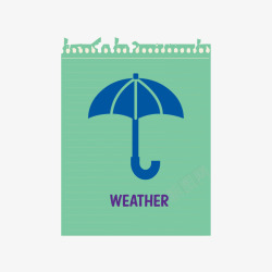 绿色便签雨伞weather天气预报素材