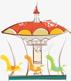 旋转木马矢量图素材