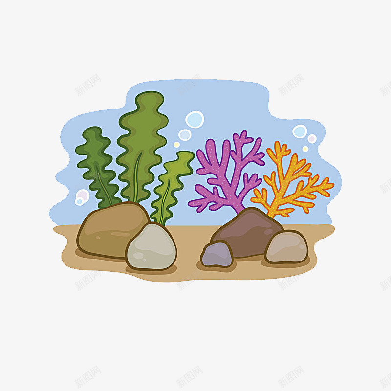 手绘珊瑚和水泡png免抠素材_88icon https://88icon.com 手绘 手绘画 水泡 珊瑚