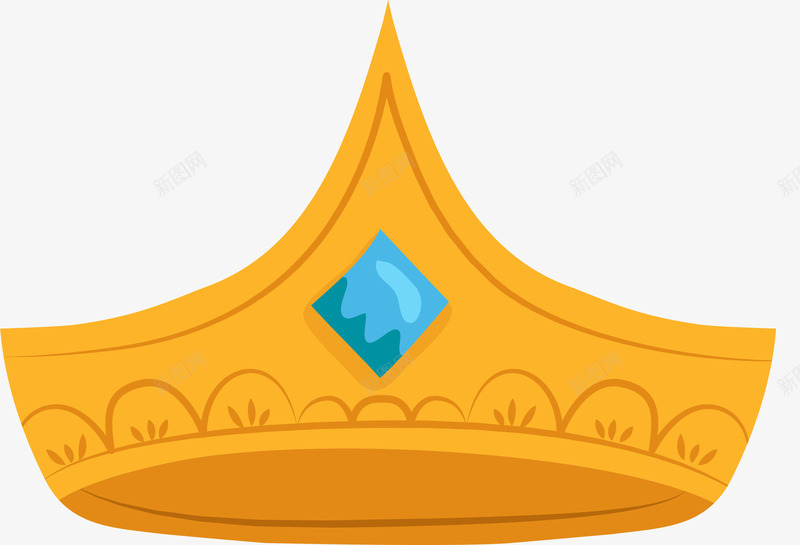 金色卡通皇冠png免抠素材_88icon https://88icon.com 卡通皇冠 尖帽 矢量图案 简约 贵族 金色