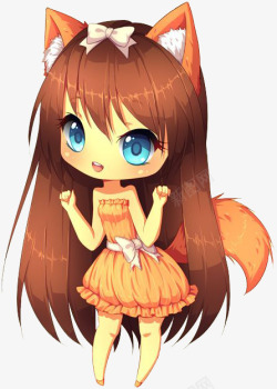 橙色小狐狸妖怪素材