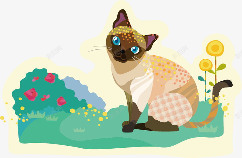 在草坪上戏耍的猫矢量图ai免抠素材_88icon https://88icon.com 动物 彩绘 水墨 油画 艺术品 矢量图