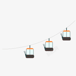 滑行缆车黑白橙色滑行缆车矢量图高清图片