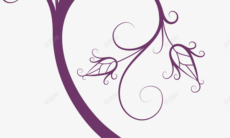 紫色简约树藤png免抠素材_88icon https://88icon.com 树木 简约植物 紫色树藤 线条植物 自然植物 装饰图案
