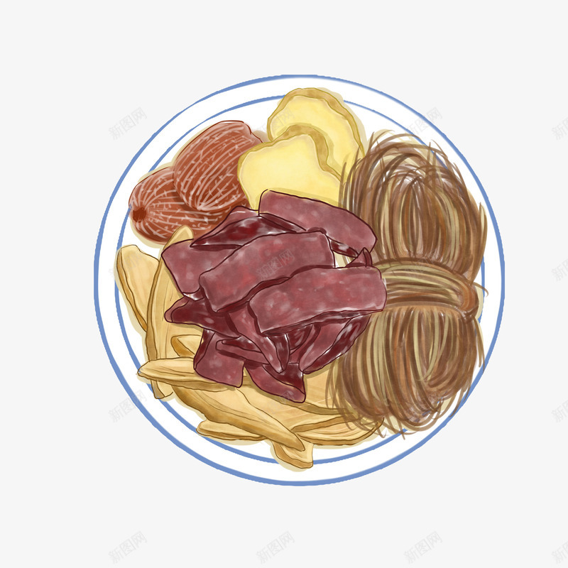 手绘美食拼盘png免抠素材_88icon https://88icon.com 彩绘 火锅料 粉丝 美食 肉类食物 饮食