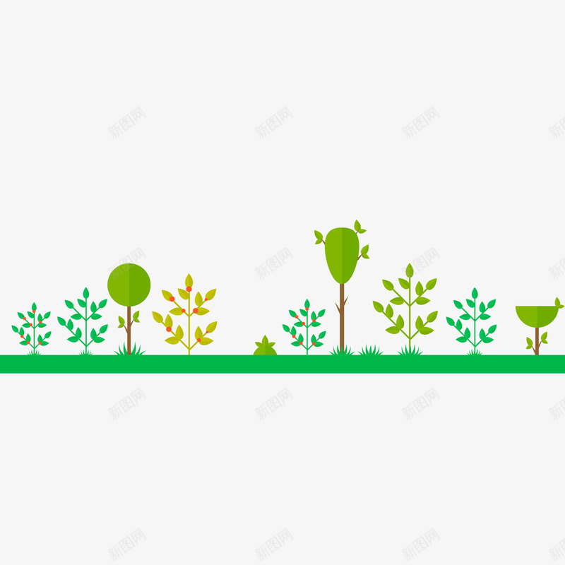 卡通植物风景矢量图ai免抠素材_88icon https://88icon.com 卡通 叶子 扁平化 树木 植物 风景设计 矢量图