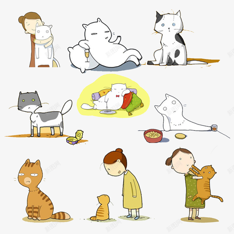 各种猫咪png免抠素材_88icon https://88icon.com 主人与猫 卡爱 卡通 板报 猫咪 白猫 花猫 黄猫