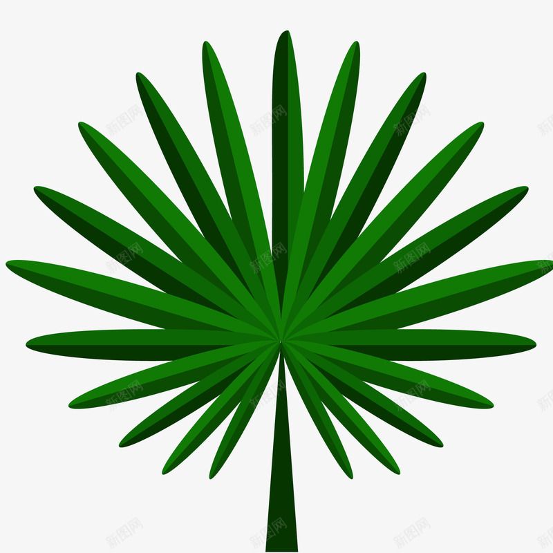 绿色棕榈树叶矢量图ai免抠素材_88icon https://88icon.com 树木的叶子 棕桐树 植物 绿色的 装饰 矢量图