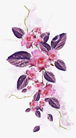 彩绘发光的紫色花朵素材