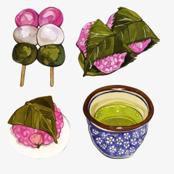 紫色茶水紫米制作各种食物手绘画高清图片