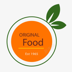 橙绿色圆形有机食品标签矢量图素材