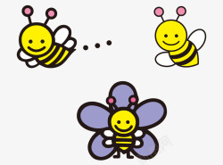 卡通手绘可爱飞翔蜜蜂素材