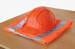 橙色安全头盔和马甲素材