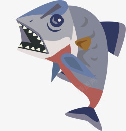 卡通手绘海洋动物食人鱼矢量图素材